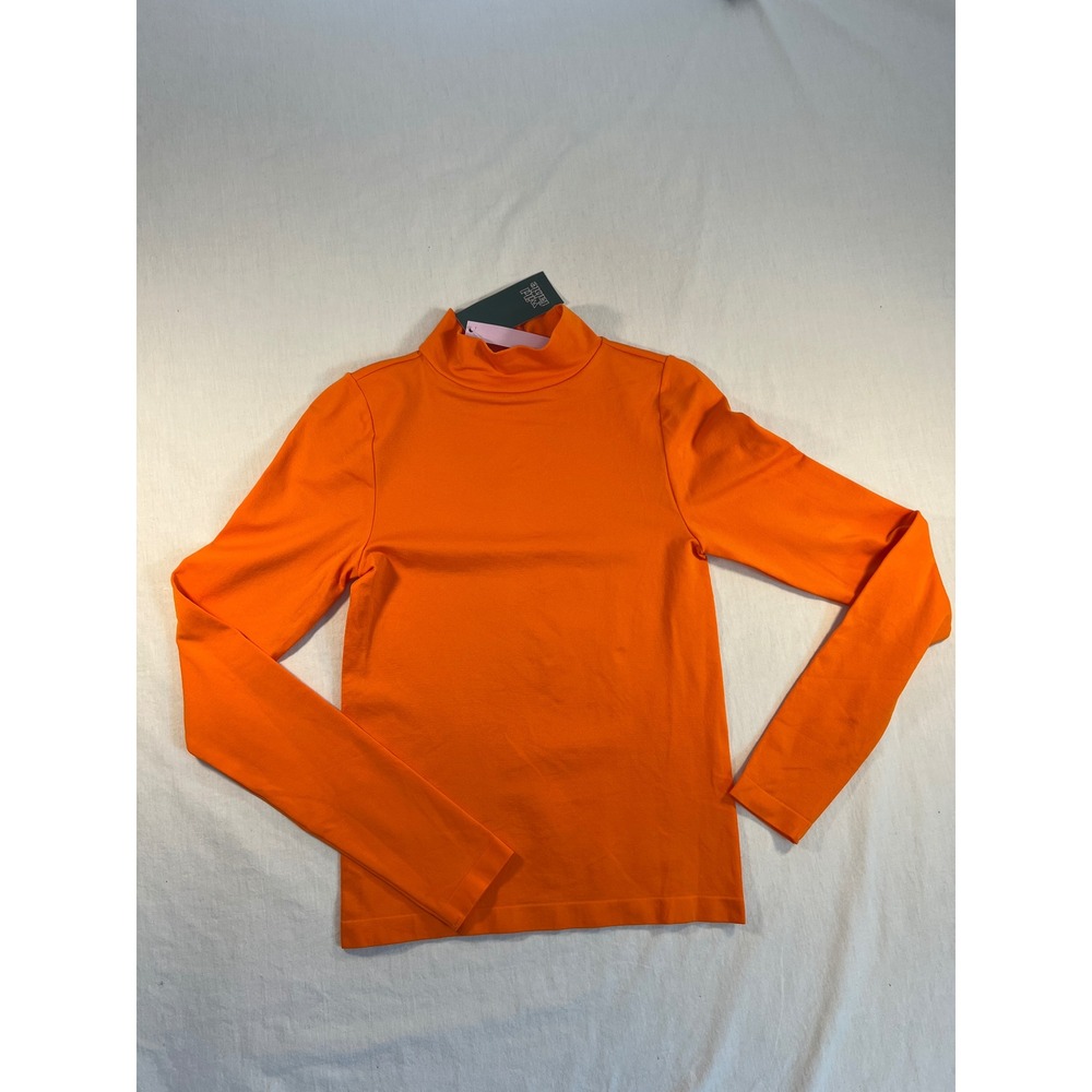 Wild Fable Womens Orange Mock Neck Long Sleeve Seamless Top Small NWT